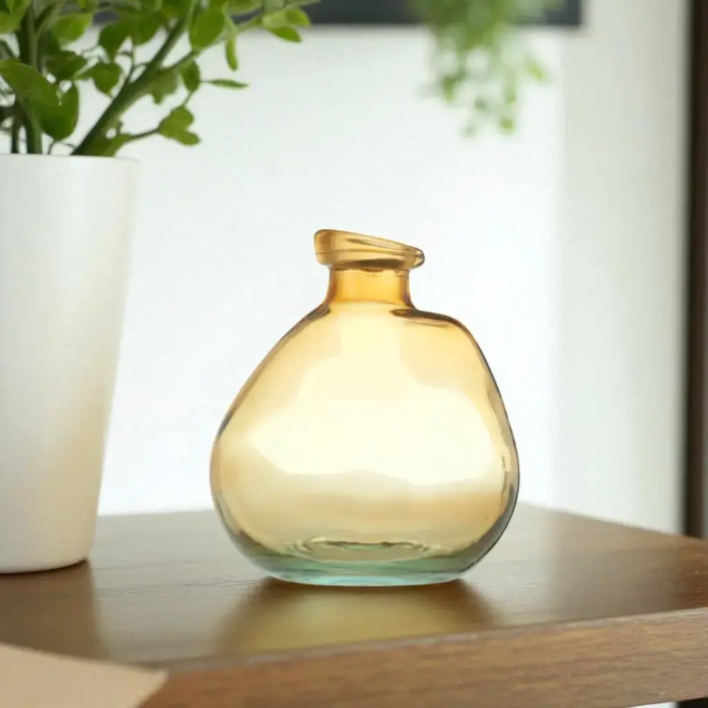 Vase verre 14x16cm  ambrée