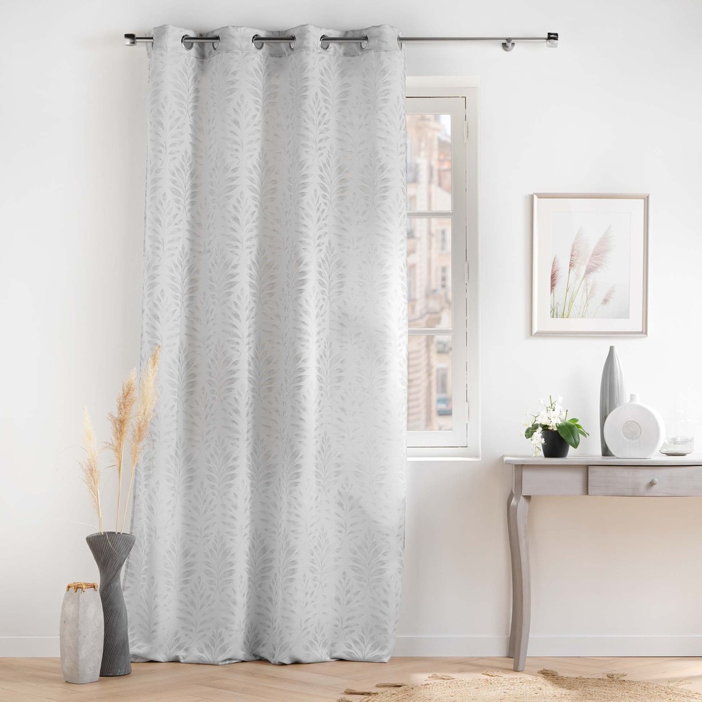 Rideau a oeillets 140 x 260 cm jacquard galilea gris