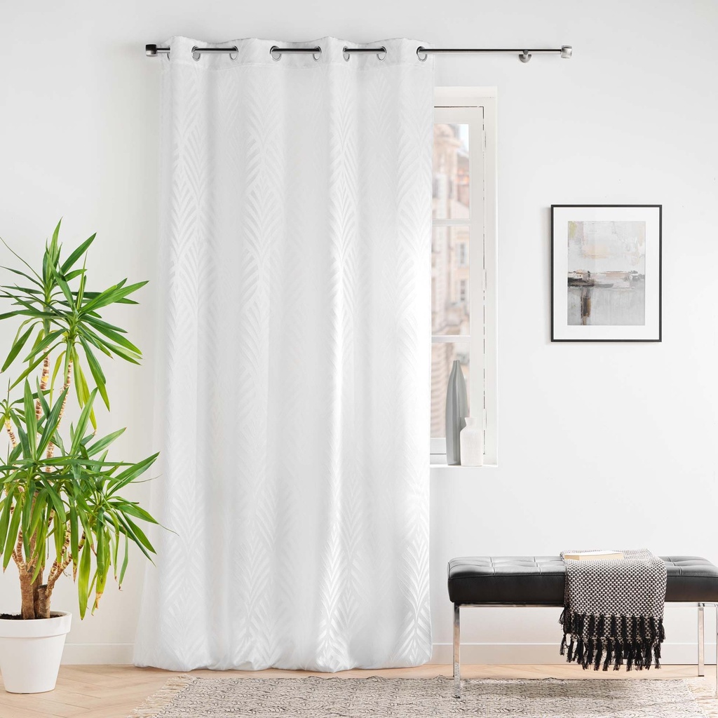 Rideau a oeillets 140 x 260 cm jacquard victoria blanc