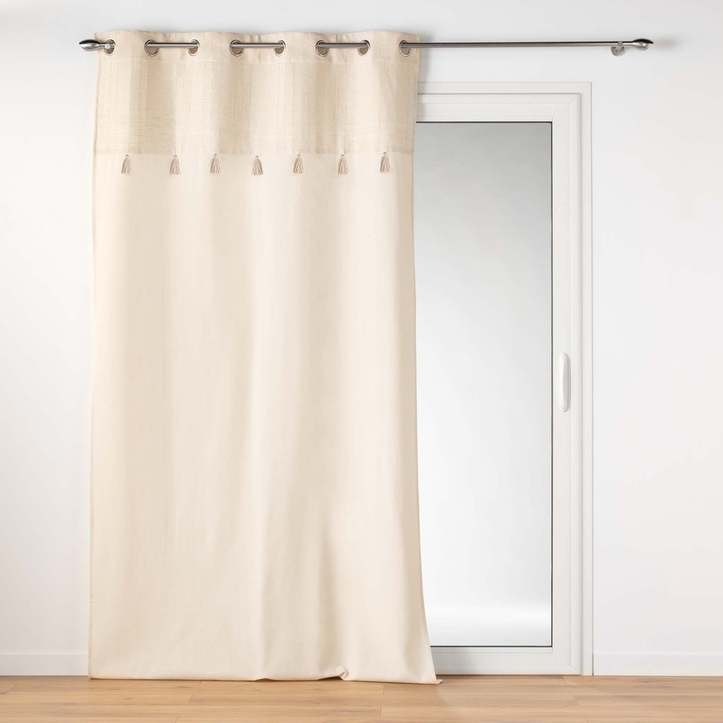 Rideau a oeillets 140 x 240 cm coton/polyester+top met+pompon izigold