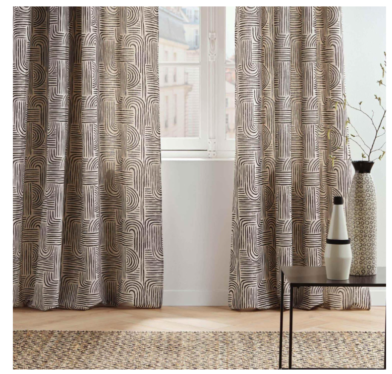 Rideau a oeillets. 140 x 240 cm polyco. imp. pandore noir