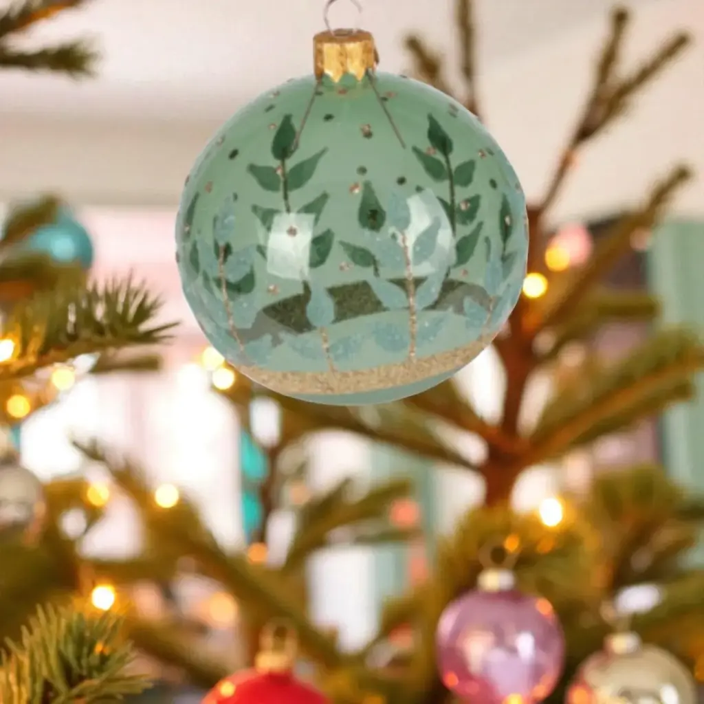 Boule de noel 80mm vert  1