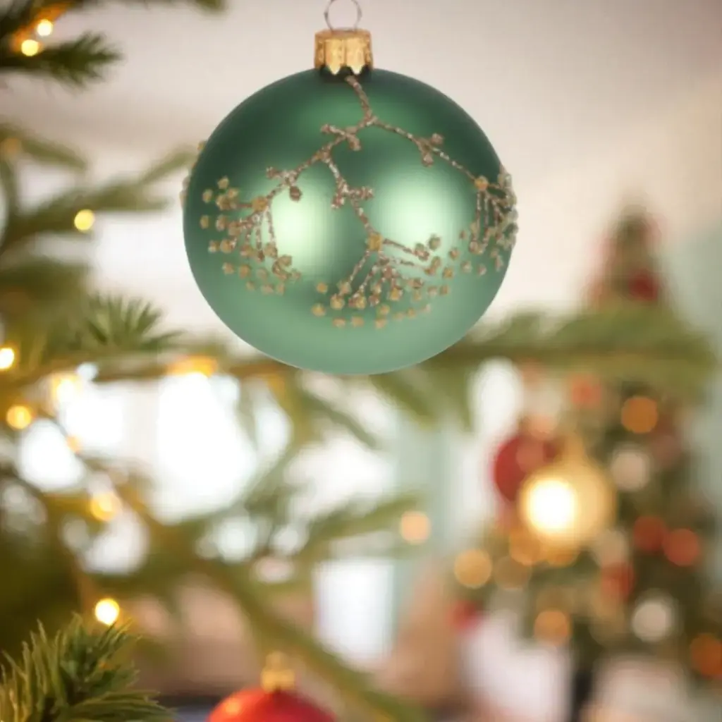 Boule de noel 80mm vert  3