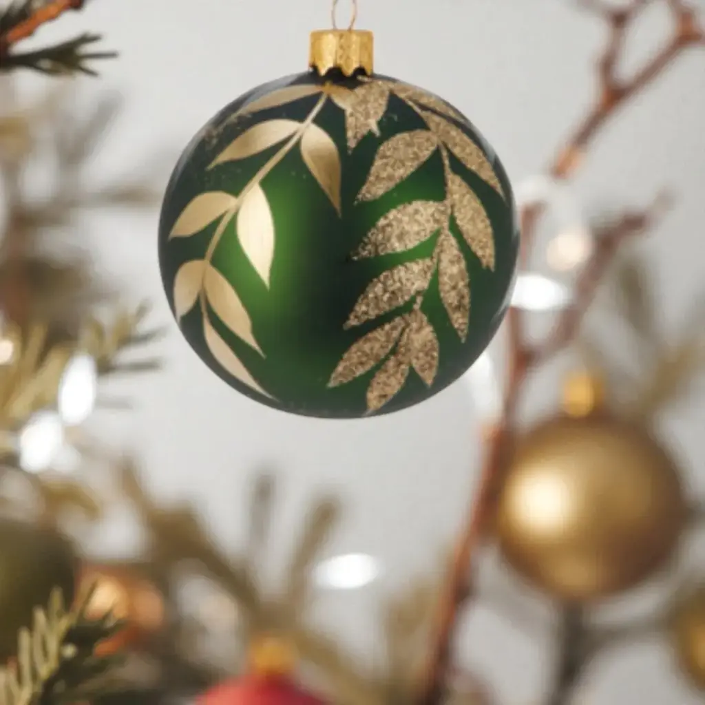 Boule de noël en verre 80mm vert