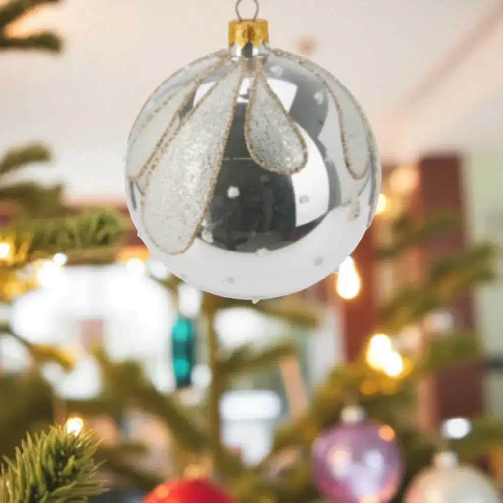 Boule de noël verre 80mm rose foncé