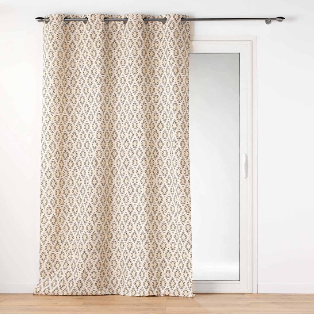 Rideau a oeillets 140 x 240 cm polycoton imprime metallise oricia