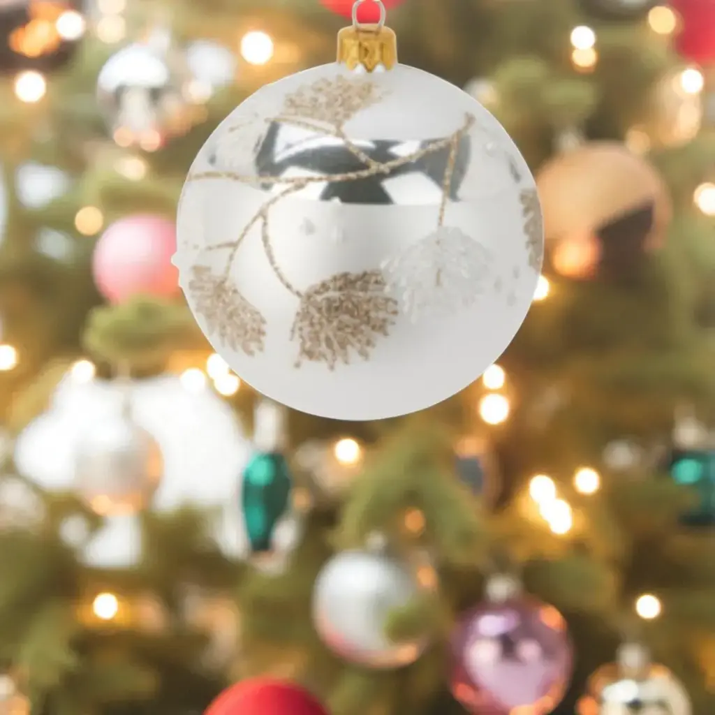 Boule de noël verre 80mm blanc foncé