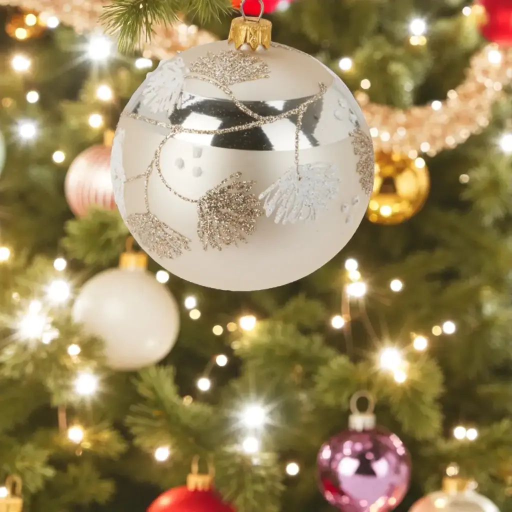 Boule de noël verre 80mm doré foncé