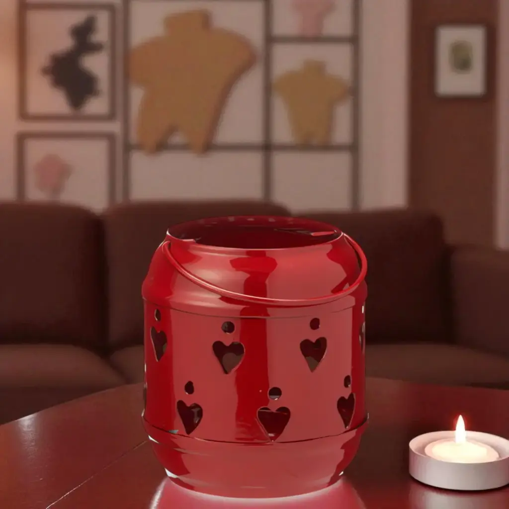 Lanterne à réchaud rouge coeur 85mm  