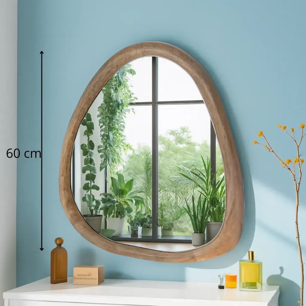 Miroir bois 60cm naturel
