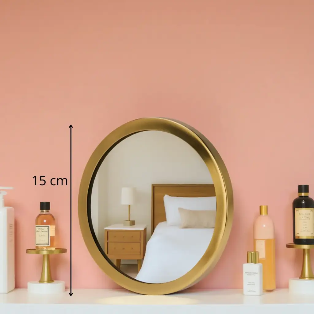 Miroir métal bord d'or rond