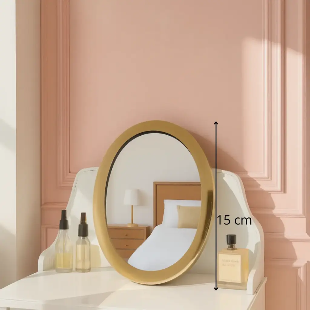 Miroir métal bord d'or  Ovale