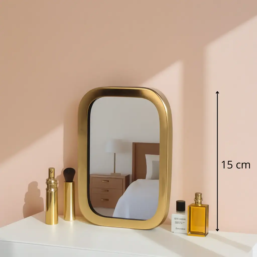 Miroir métal bord d'or  rectangle