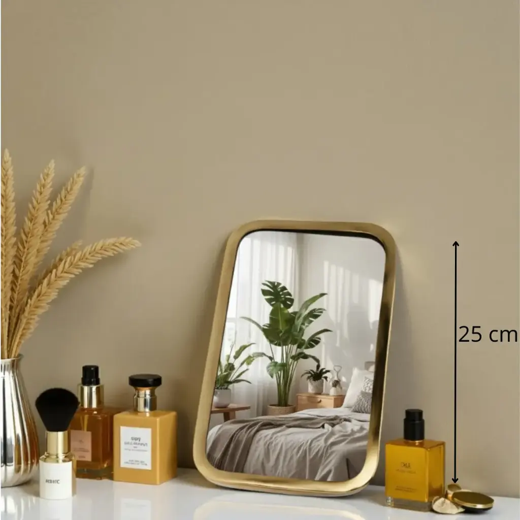 Miroir métal bord d'or rectangle