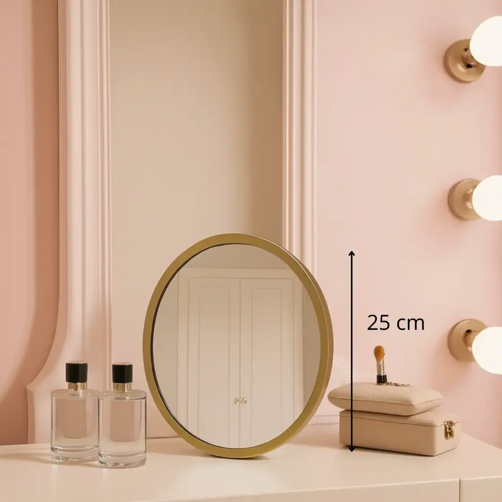 Miroir métal bord d'or  rond