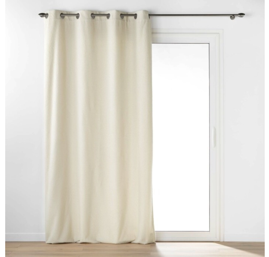 Rideau a oeillets. 140 x 240 cm bouclette unie wooly naturel