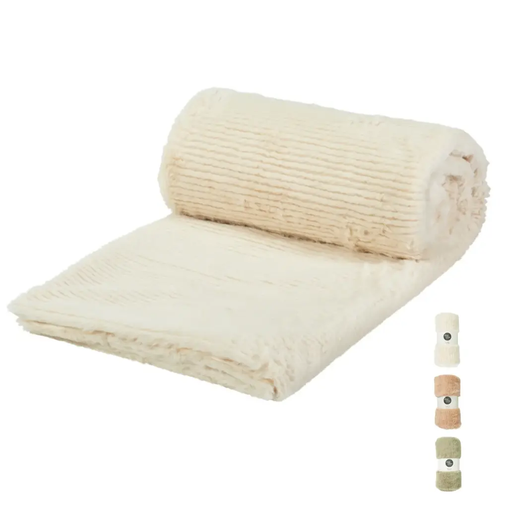 Plaid 150x125cm fausse fourrure kaki