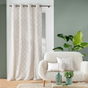 Rideau a oeillets 140 x 240 cm polycoton imprime metallise maho blanc