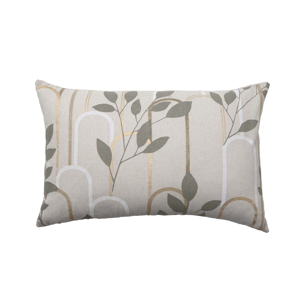 Coussin dehoussable compresse 40 x 60 cm polycoton imprime metallise roseris