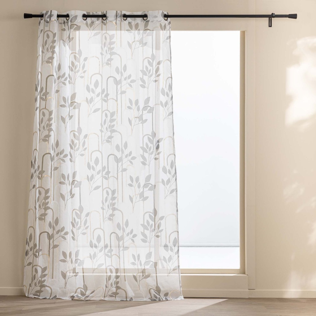 Panneau a oeillets 140 x 240 cm voile sable imprime metallise roseris