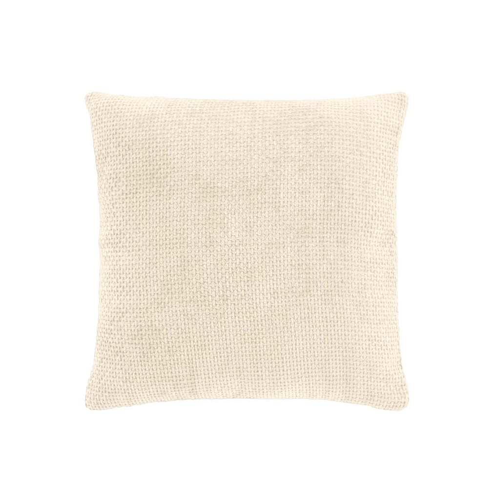 Housse de coussin +encart 40 x 40 cm velours chenille leo creme