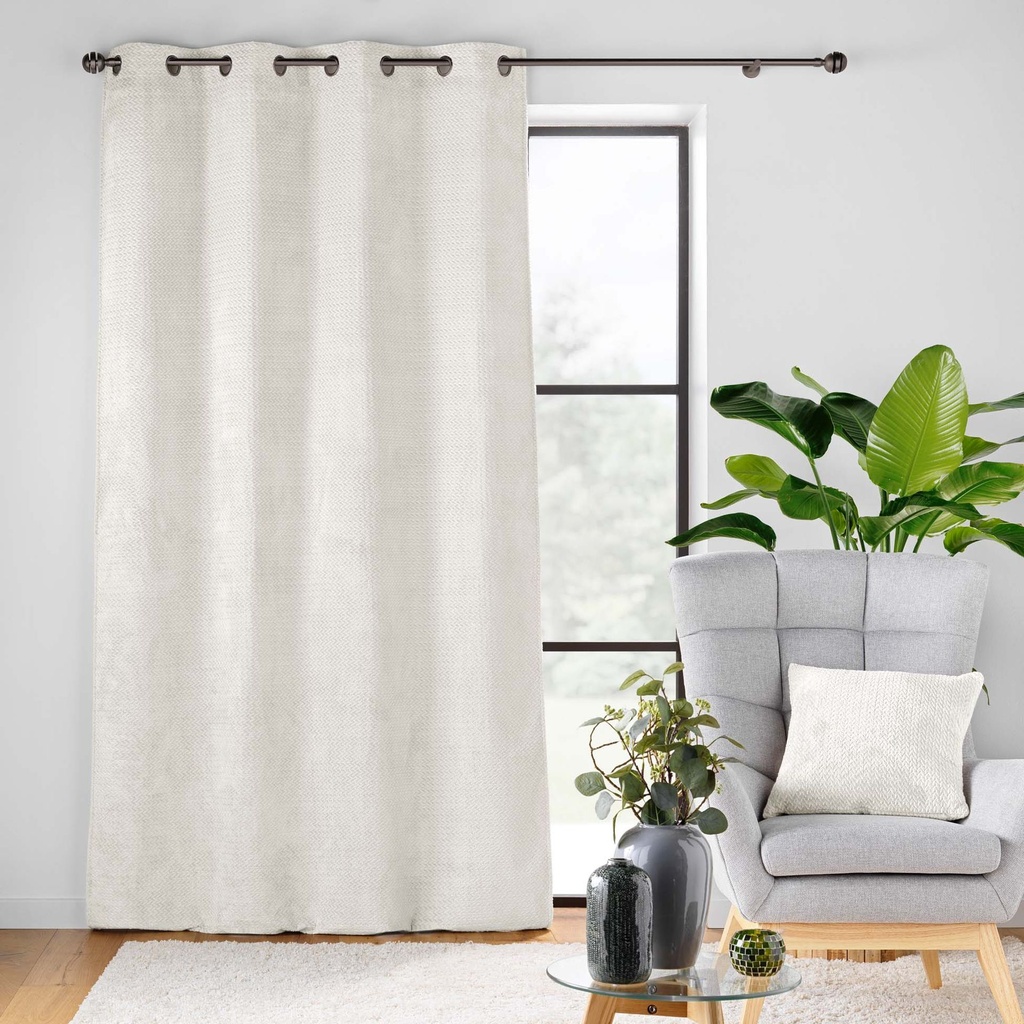 Rideau a oeillets 140 x 240 cm flanelle relief unie flanela naturel