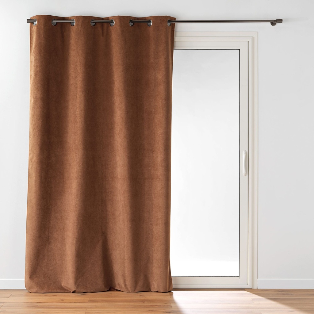 Rideau a oeillets 140 x 260 cm 100% occultant/velours relief olympe camel