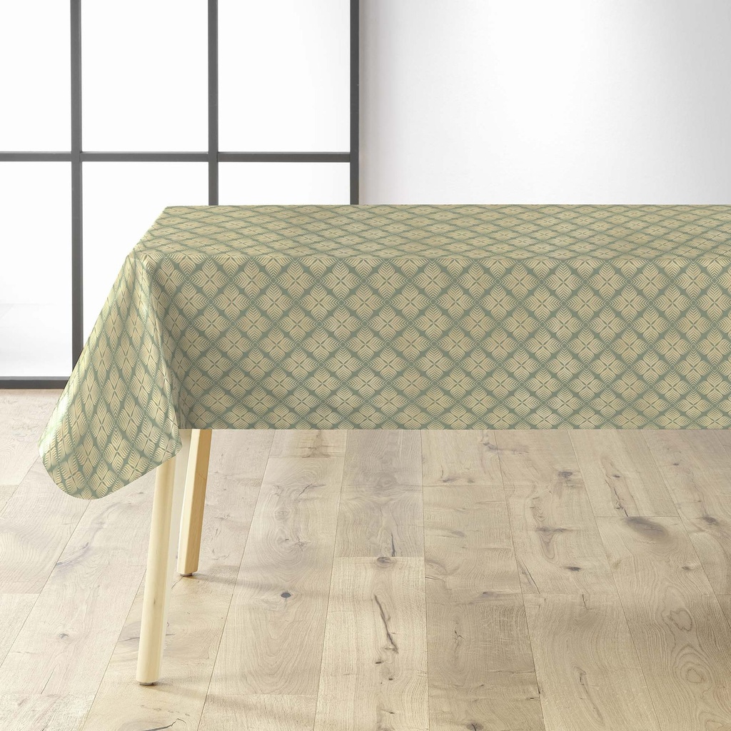 Toile ciree rlx 1.40mx20m pvc imprime metallise bellis sauge