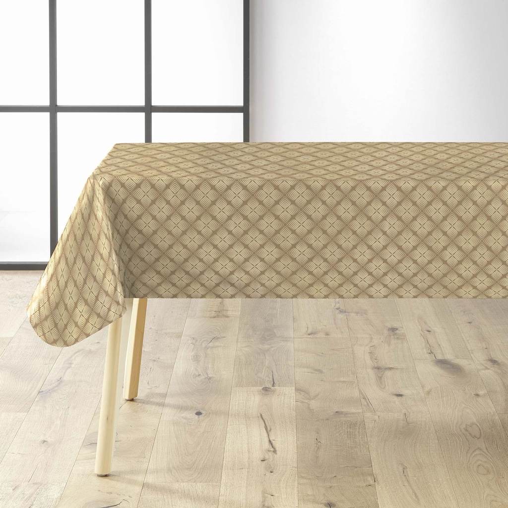 Toile ciree rlx 1.40mx20m pvc imprime metallise bellis beige