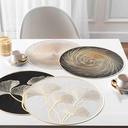 Set de table 38 cm pvc relief metallise ginkobello blanc/or