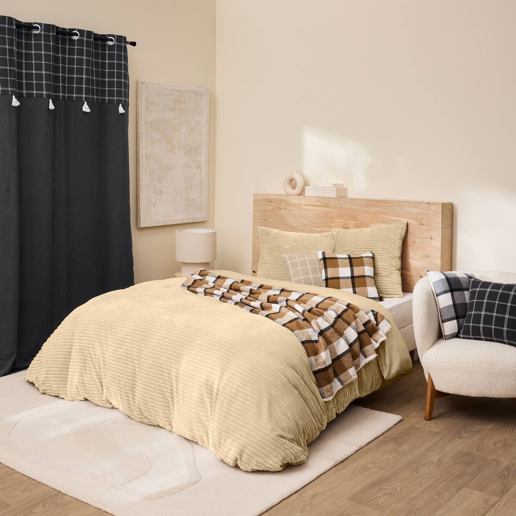 Parure 3 p. 240 x 220 cm flanelle relief unie veloutea sable