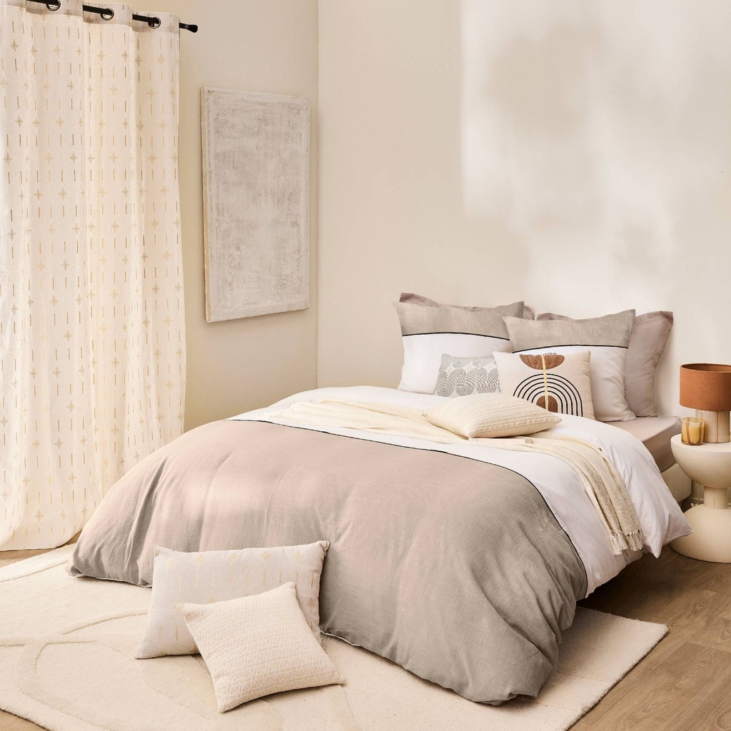 Parure 3 p. 260 x 240 cm coton uni 57 fils+coton tisse gabrielle