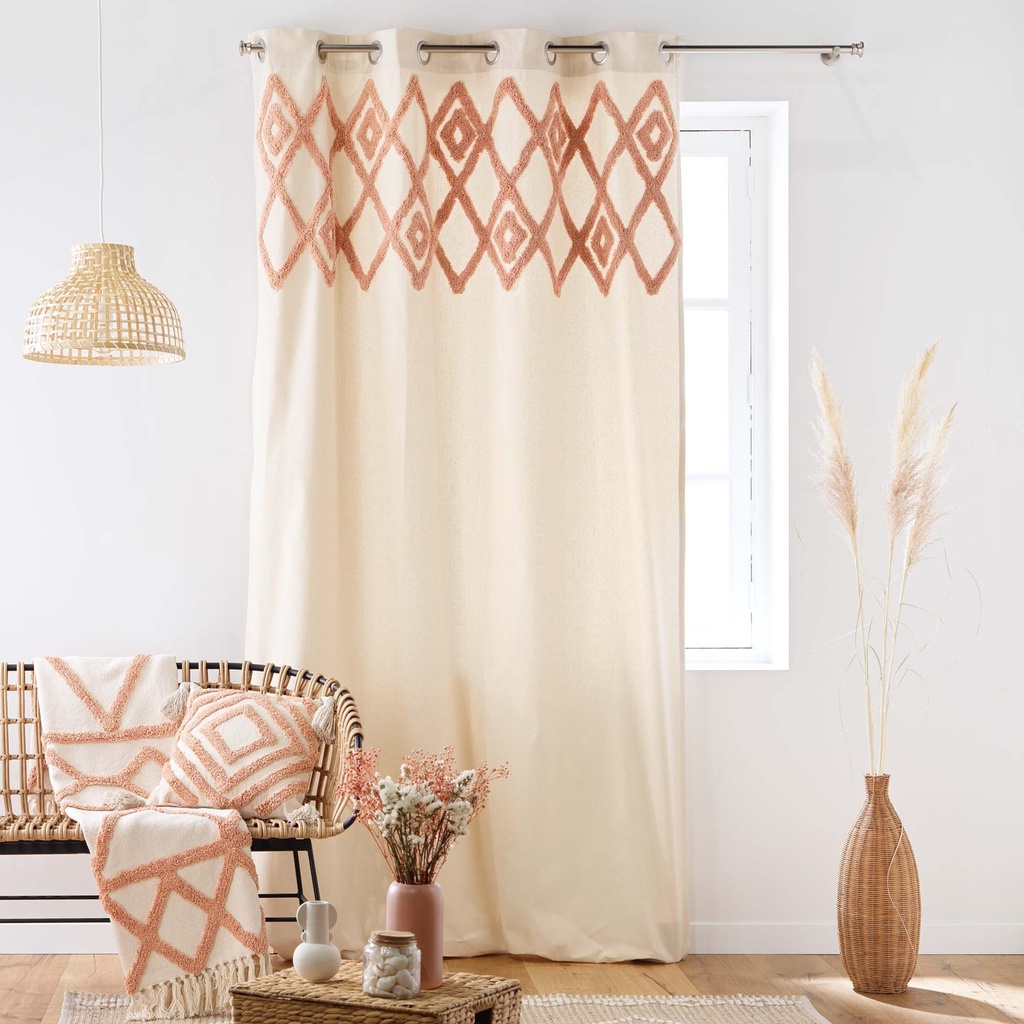 Rideau a oeillets 140 x 240 cm coton/polyester uni+top tufte athena marsala