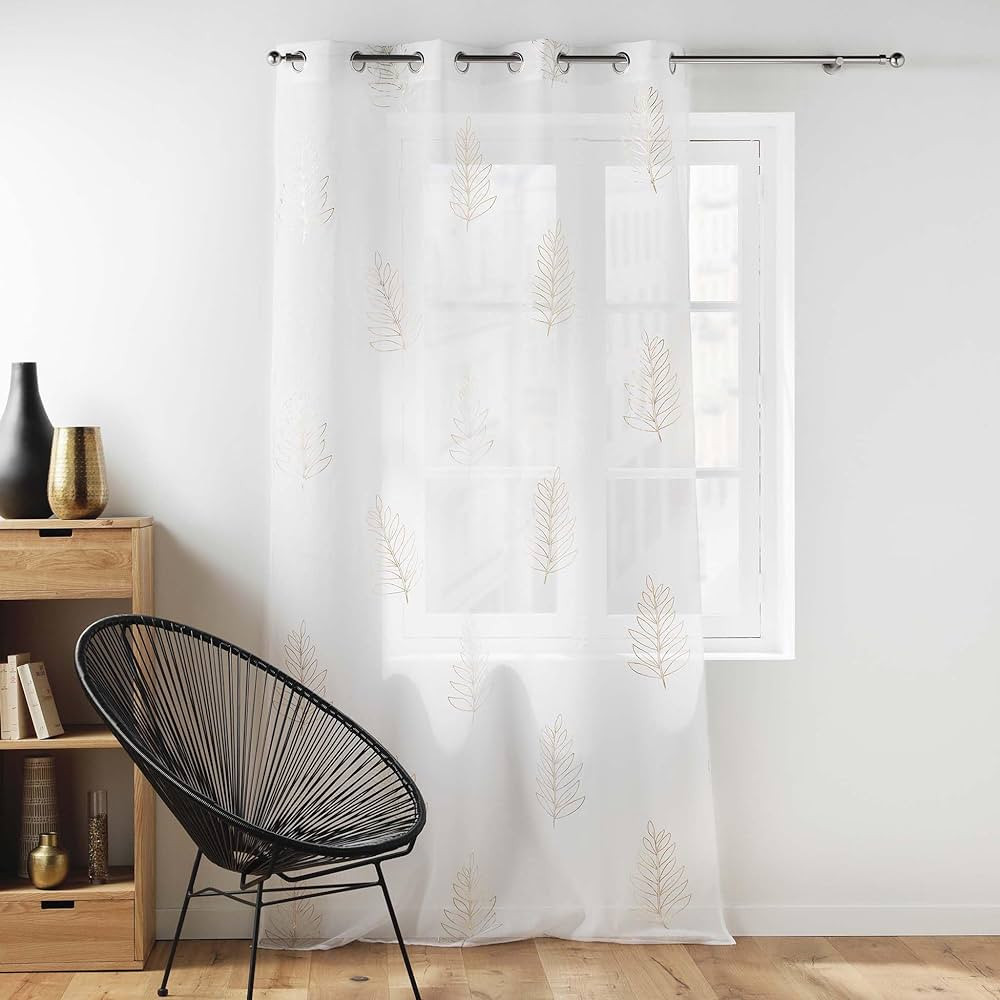 Rideau a oeillets 140 x 240 cm polyester/lin applique metal. venus