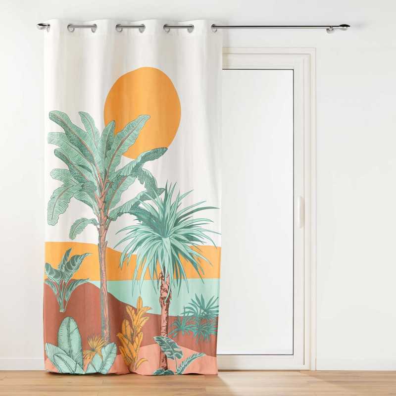 Rideau a oeillets 140 x 260 cm coton imprime palmanova des. place