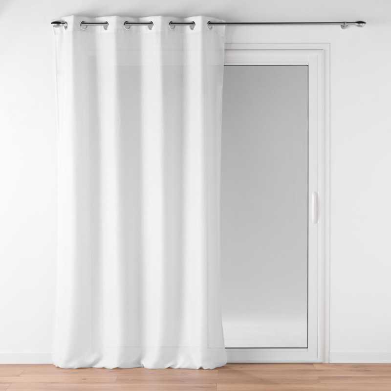 Rideau a oeillets 140 x 260 cm polyester uni+fils metallises zeline blanc