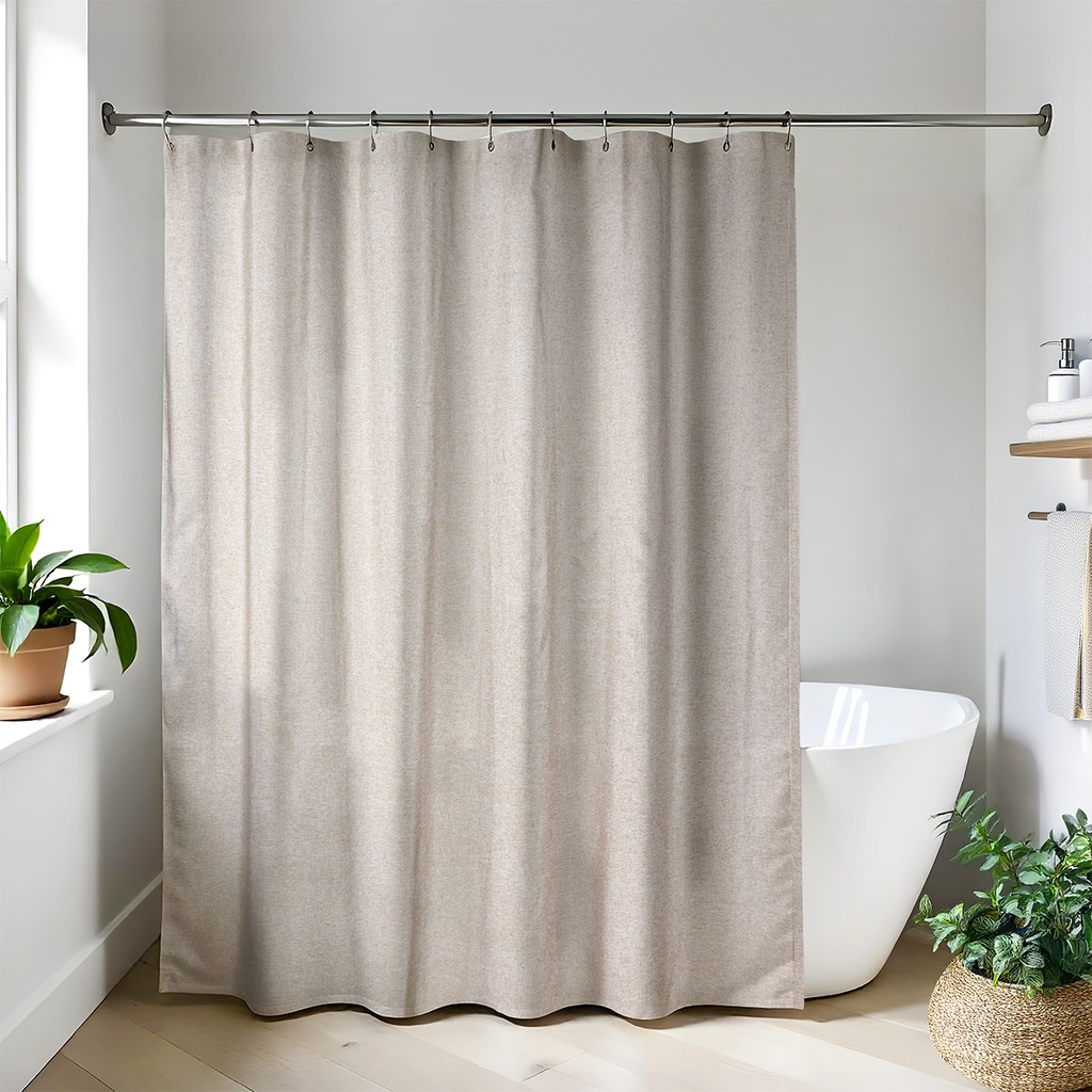 Rideau de douche en polyester facon lin 180x200cm - taupe