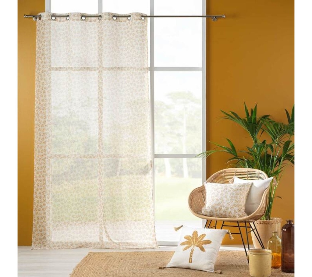 Rideau a oeillets 140 x 240 cm polycoton imprime maddy ocre
