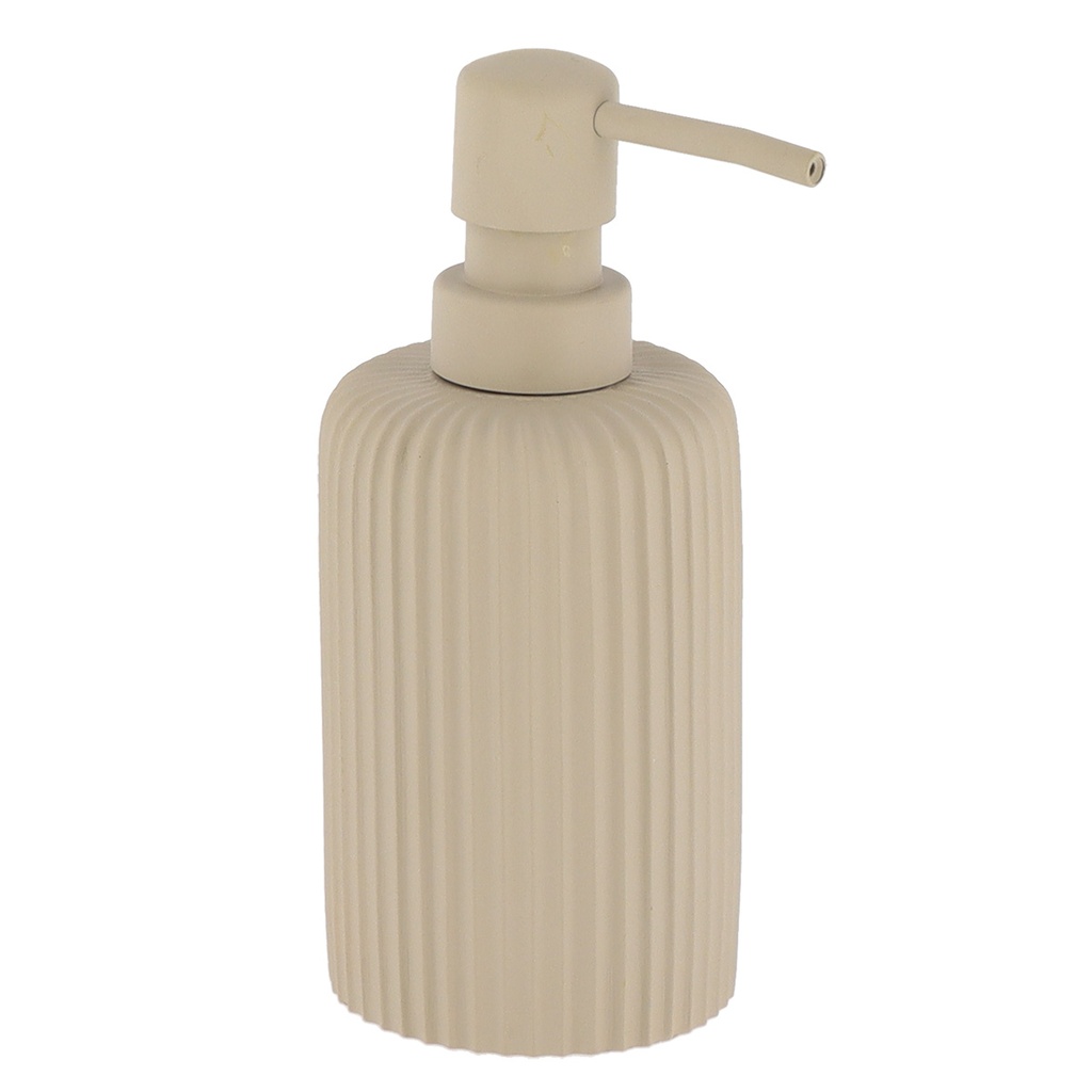 Distributeur a savon arrondi strie polyresine 230 ml - taupe