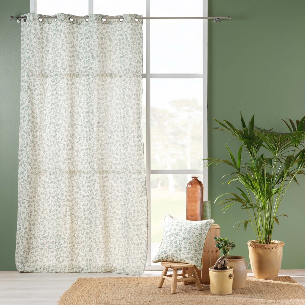 Rideau a oeillets 140 x 240 cm polycoton imprime maddy sauge