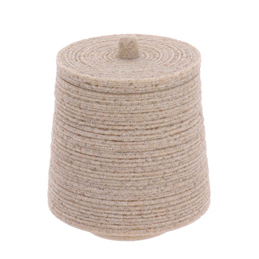Boite a coton polyresine effet sable - naturel