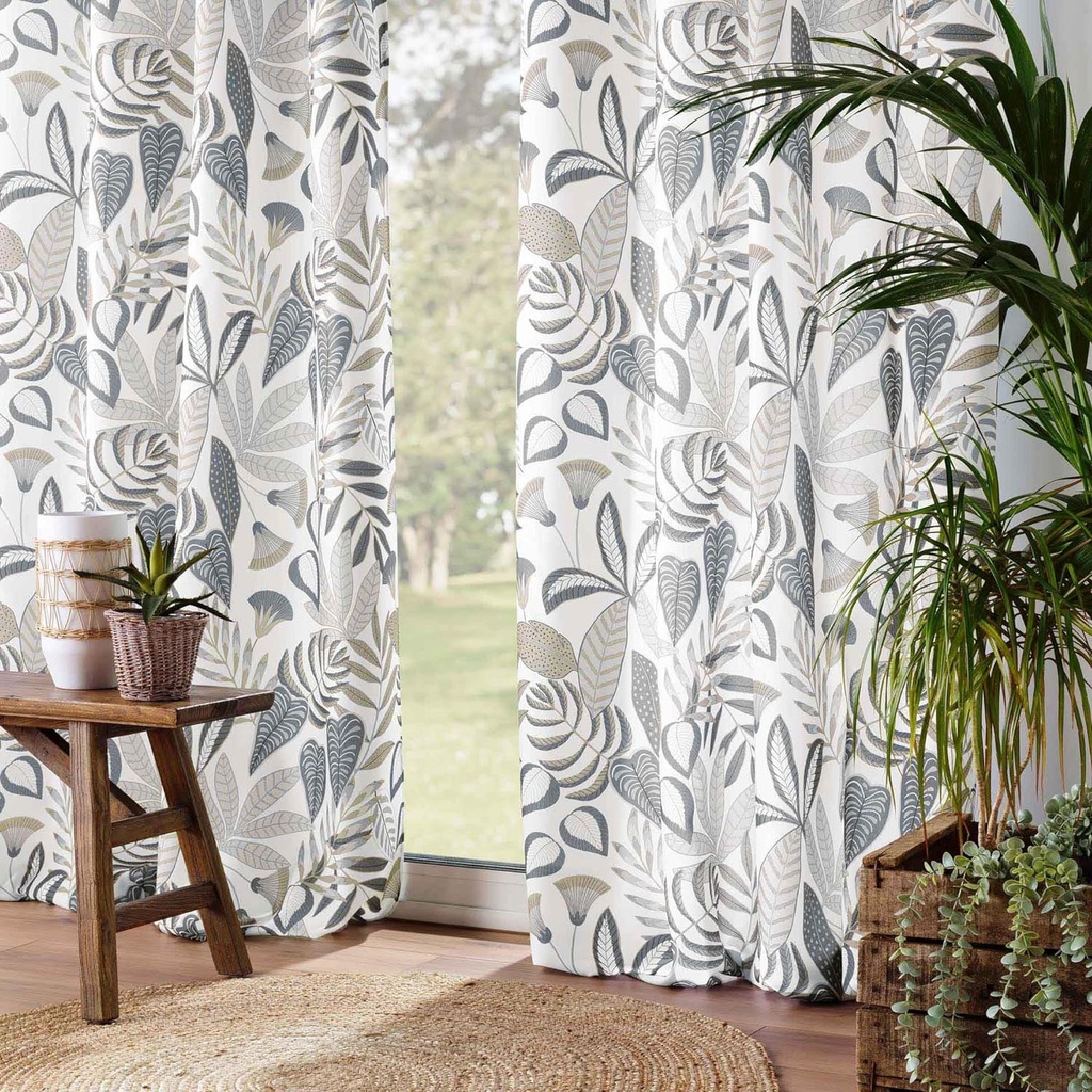 Rideau a oeillets 140 x 260 cm polyester imprime tilda blanc