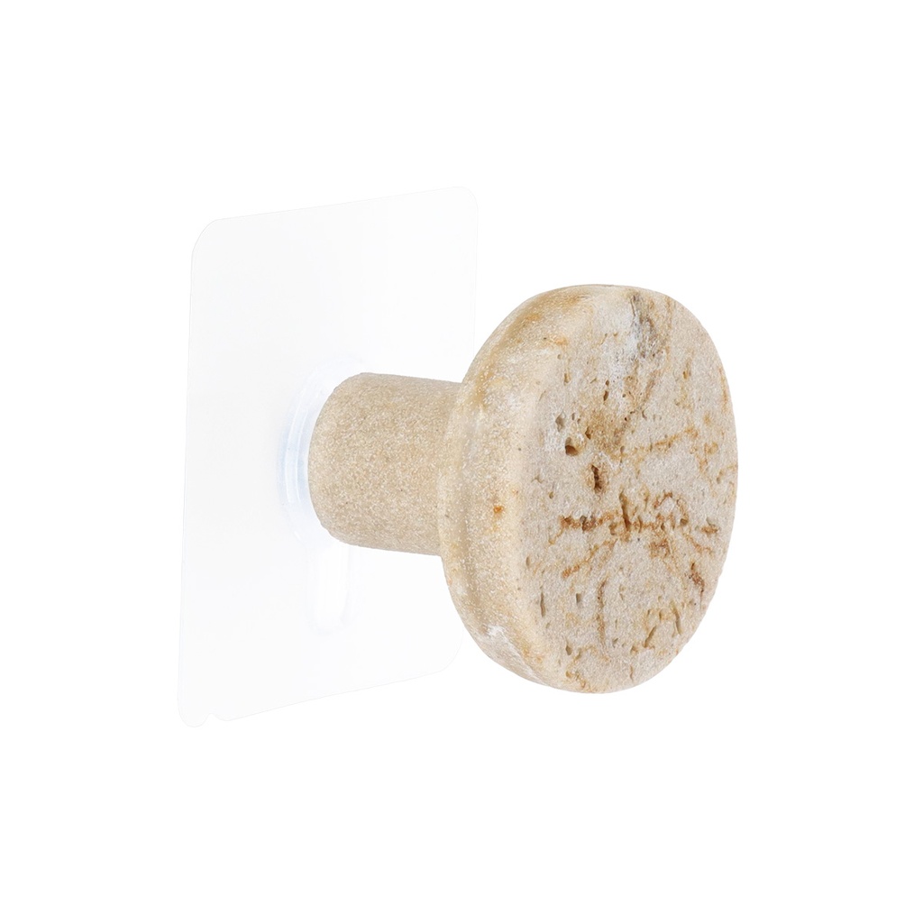 Patere polyresine d4.5cm sur sticker - facon travertin