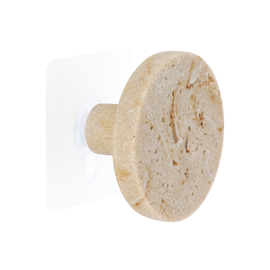 Patere polyresine d6,5cm sur sticker - facon travertin