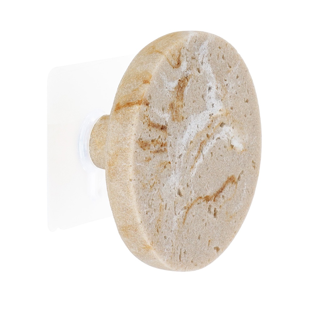 Patere polyresine d8,5cm sur sticker - facon travertin