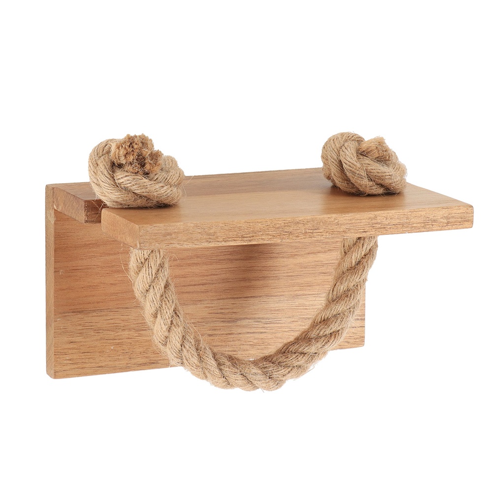 Derouleur papier wc en acacia et corde sur sticker - naturel