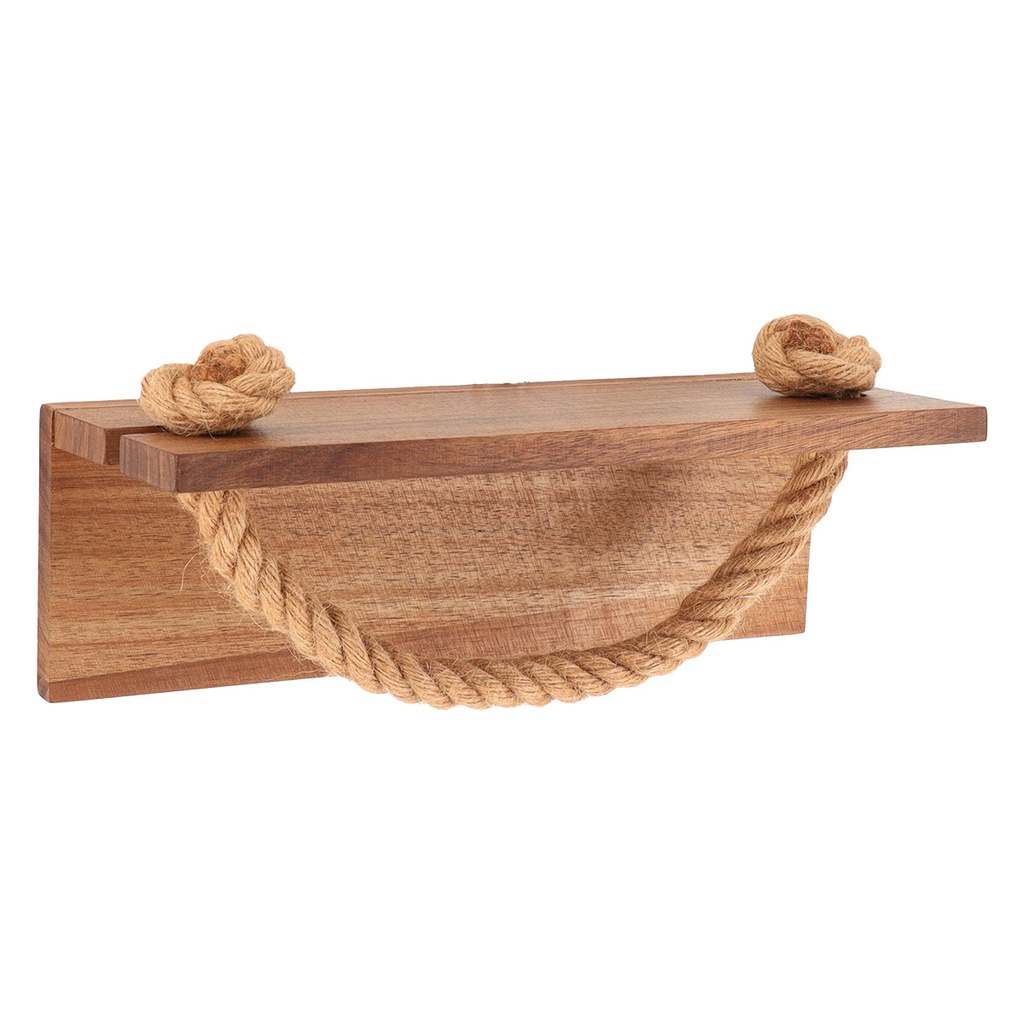 Porte serviette et tablette en acacia + corde sur sticker - naturel