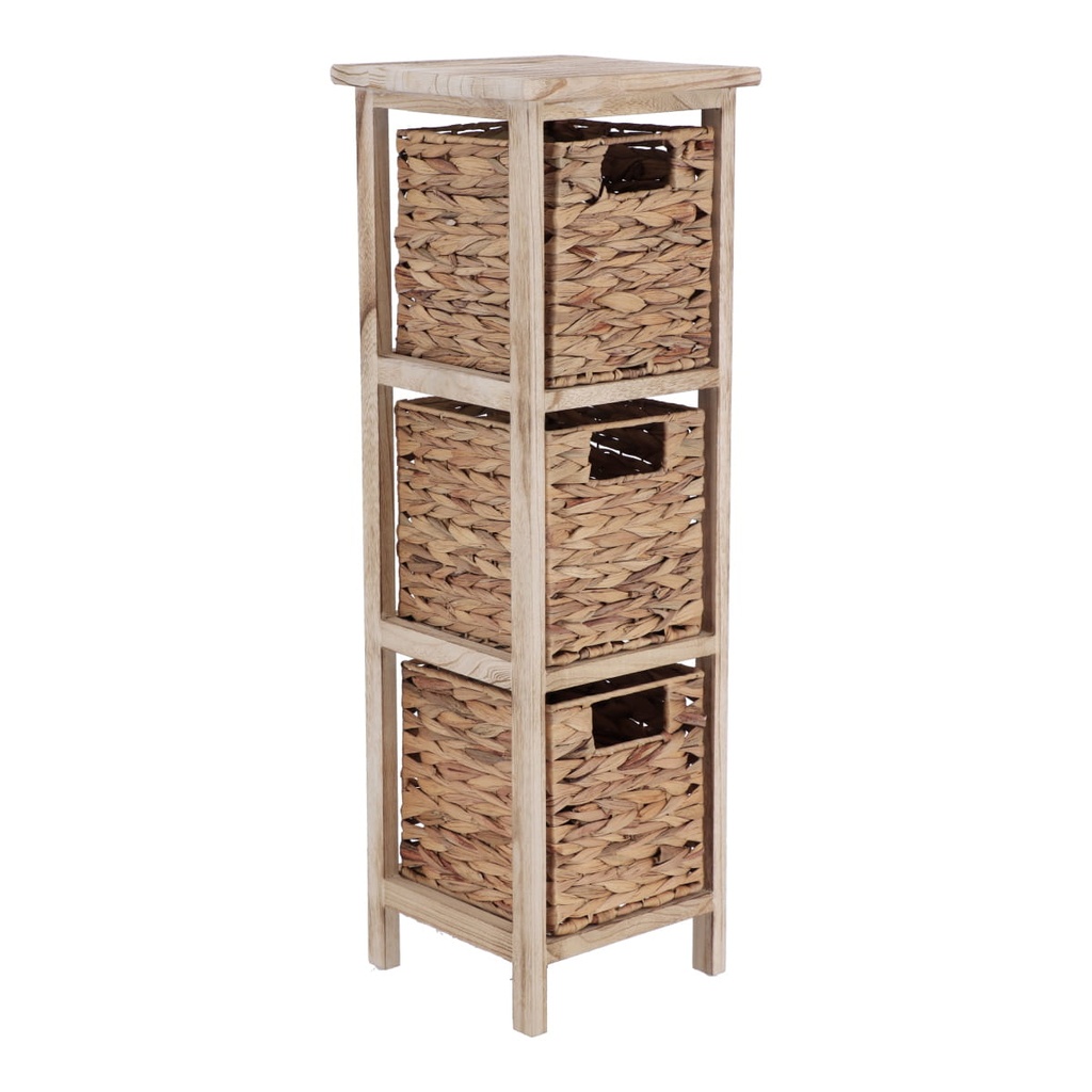 Meuble paulownia 3 paniers jacinthe - naturel
