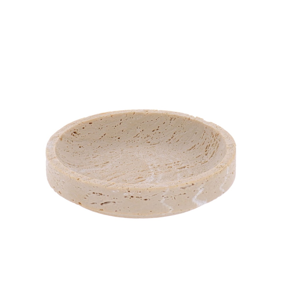 Porte savon en polyresine facon travertin - travertin