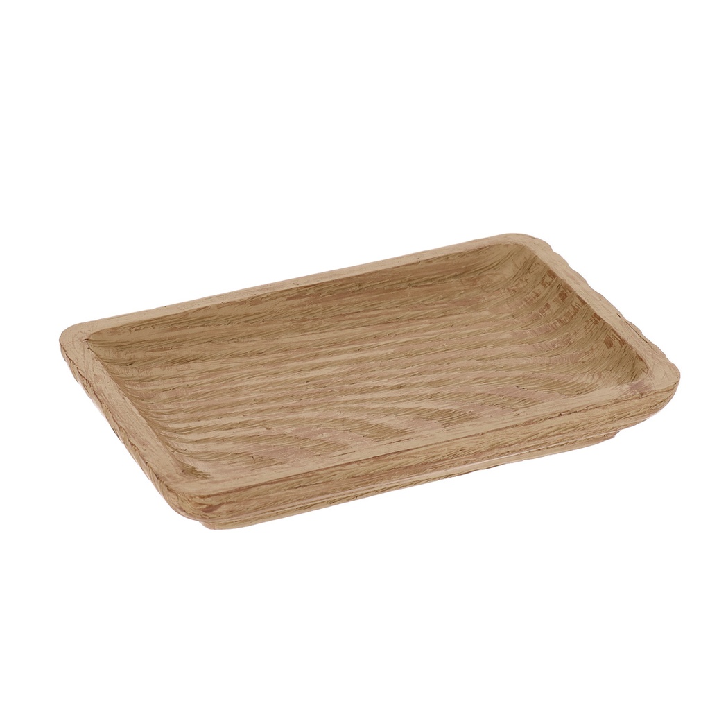 Porte savon en polyresine effet bois - naturel